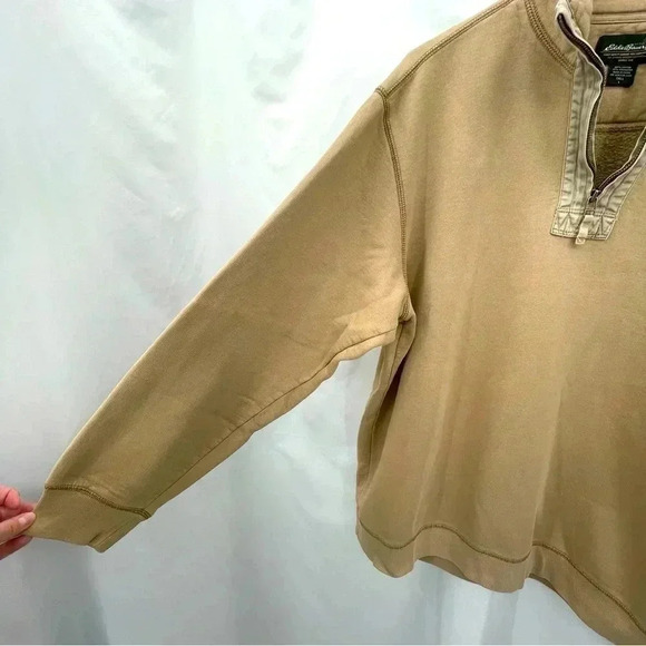 Eddie Bauer Men's Sweatshirt Tall Large Tan 1/4 Zip Closure Long Sleeve - Picture 4 of 10